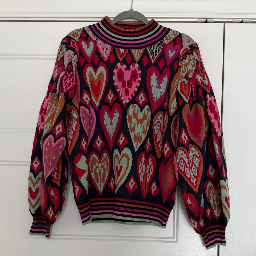 Vibrant Heart Patterned Sweater